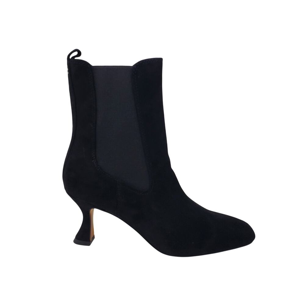 Sam Edelman Lani Black Suede Chelsea Ankle Booties Square Toe Leather Size US 6